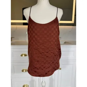 Victoria's Secret Camisole Womens Medium Rust Brown Checkerboard Jacquard Satin thumbnail 5