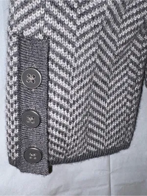 Talbots Merino Wool Sweater Jacket Womens Sz Small Gray Herringbone Office Work thumbnail 5