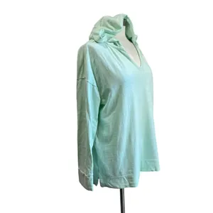 Loft Causal Mint Green‎ Pullover Hoodie 100% Knit Cotton Size Large thumbnail 2