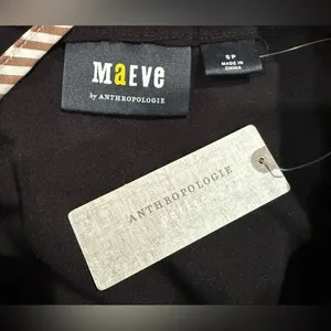 NWT Anthropologie Maeve Open Back Puff Sleeved Blouse Brown Stripes / Black‎ SP thumbnail 8
