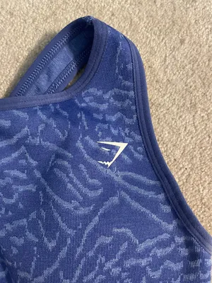 Blue Animal Print Gym Shark High Neck Sports Bra thumbnail 3