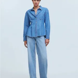 Madewell Chambray Denim Darted Button-Up Long Sleeve Shirt XS thumbnail 11