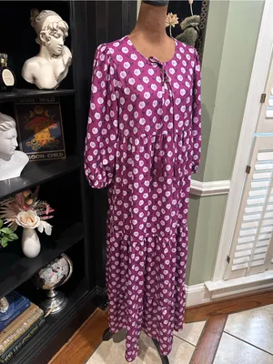 Cezele Print Three Quarter Puff Sleeve Maxi Dress size small thumbnail 4