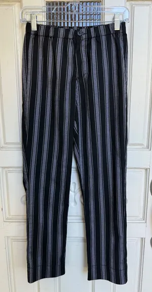 John Galt Black & White‎ Striped Pants Casual Cropped Trousers Size XS/Small thumbnail 1