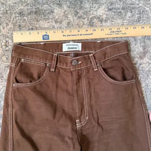 Reformation Cowboy High Rise Straight Jeans Chocolate Brown Contrast Stitch 26 thumbnail 5