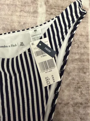 Abercrombie Navy and White Striped Bikini Set thumbnail 9