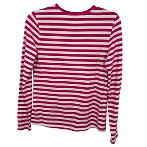 Caslon Womens Striped Long Sleeve Crew Neck T‎ Shirt Size M Pink White Casual thumbnail 2