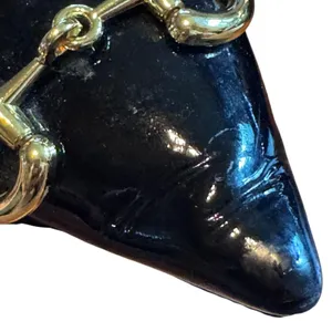 Jeffrey Campbell Black Patent Leather Slingback Flats Gold Hardware Pointed Toe thumbnail 7