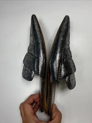 Marni Silver Metallic Leather Pointed Toe slip-on Mules S-587 Sz 6 thumbnail 5