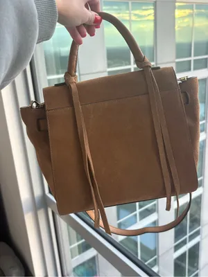 EXPRESS TAN CAMEL SUEDE TOP HANDLE SATCHEL BAG thumbnail 5