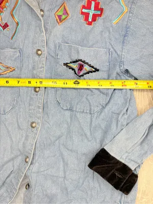 Vintage panhandler slim blue jean denim embroidered western button shirt lg thumbnail 5