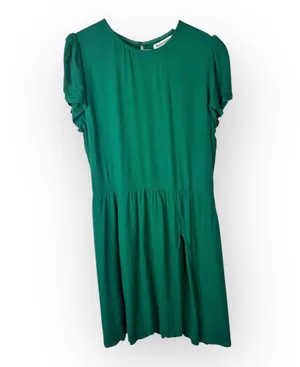 Reformation Womens size 8 Gavin Mini High Slit Flutter Sleeve Dress Green Flaws thumbnail 1