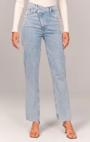 Abercrombie & Fitch Light Blue Straight Leg Jeans Crossover thumbnail 1