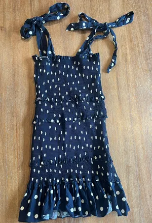 Smocked Polka Dot Mini Dress Multi Size XXS thumbnail 1