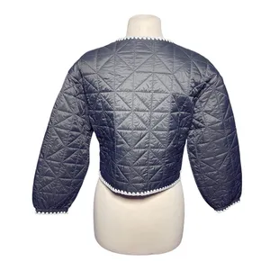 SARA CAMPBELL Women’s Gray Button Up Whipstitch Puffer Jacket thumbnail 5