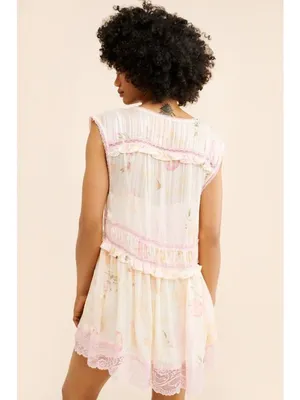 Free People Spring Fling Mini Dress in Tea Combo Medium New Womens Lace Boho thumbnail 15