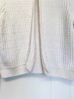 ZARA Textured Knit Cropped Cardigan Sweater Cream Ivory Luxury Size Small thumbnail 5