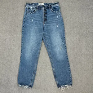 Abercrombie & Fitch Mom Jeans Women Size 10 Blue High Rise Distressed Button Fly thumbnail 6