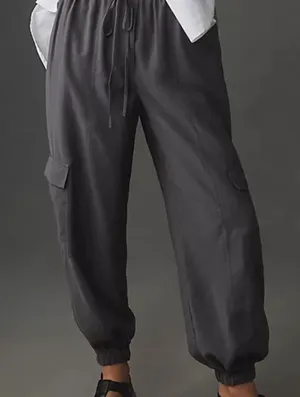 Anthropologie‎ Jogger Pants Womens XS Charcoal Grey Excellent Cargo Drawstring thumbnail 1