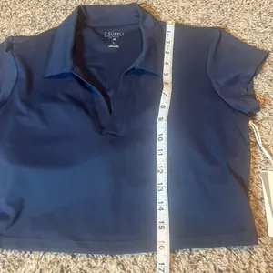 Z Supply Fair Play Polo Top INCA L Navy‎ Active Cropped Athletic Short Sleeve thumbnail 5