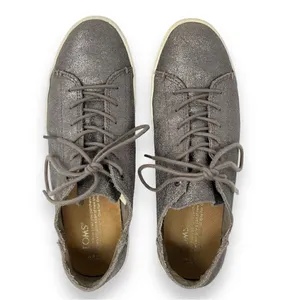 TOMS Lenox Pewter Metallic Leather Casual Lace Up Women's Sneakers Size 8.5 thumbnail 6