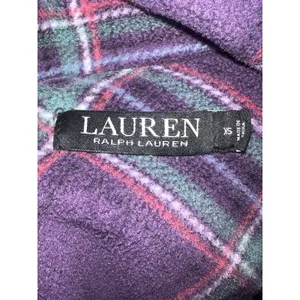Lauren Ralph Lauren XS Plaid Fleece Sleep Shirt Pajama Top LRL‎ Purple thumbnail 6