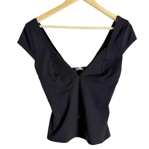 Free People Intimately Duo Corset Cami Short Sleeve Top Black Size Medium thumbnail 4