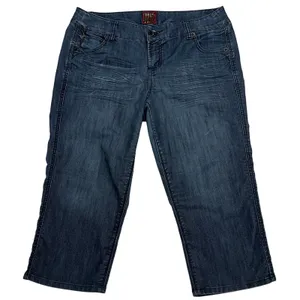 Torrid Denim Mid Rise Capri Jeans Medium Wash Whiskering Size 14 thumbnail 1