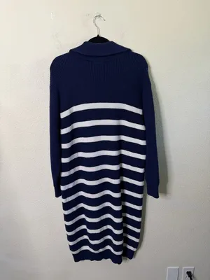 Anthropologie Callahan Cara Striped Dress Navy Blue Womens Size‎ XL thumbnail 6