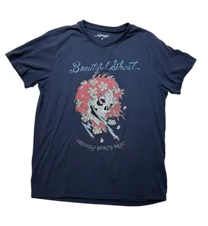 ED Hardy size medium unisex Beautiful Ghost Navy Graphic Tee flaw thumbnail 1
