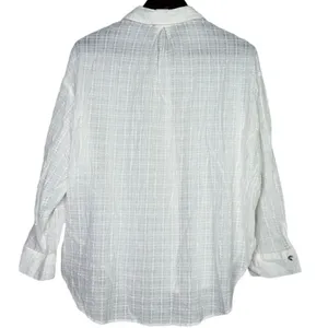 Zara Relaxed Lightweight Fit Cotton Button Down Collar Shirt Long Sleeve M White thumbnail 6