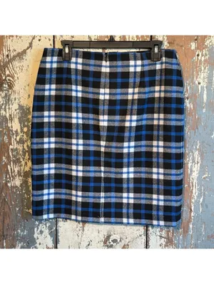 Talbots Blue Black Plaid Knee-length skirt, NWOT size 10P Petite thumbnail 3