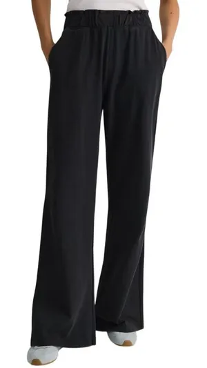 Reserved‎ Flared Sweatpants Size M Black Cotton Jersey Lounge Comfort Athleisure thumbnail 1