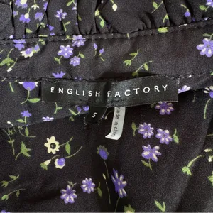 English Factory Floral Button Detail Mini Dress Black Size S thumbnail 10