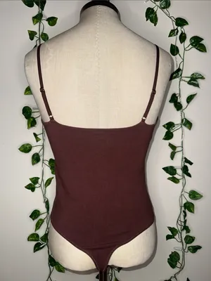 Abercrombie & Fitch Soft A&F Collection Chocolate Brown Spaghetti Strap Bodysuit thumbnail 2