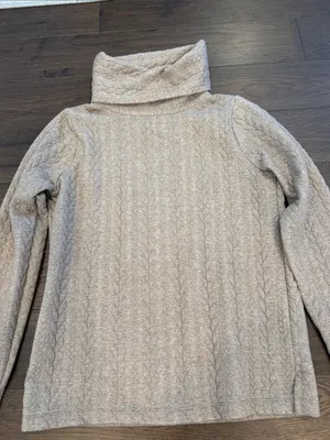 J. Crew Beige Quilted Turtleneck Sweater Size Small - C68-061 thumbnail 2