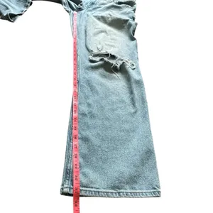 Hollister Ultra‎ High Rise Dad Jeans 10L Light Wash Ripped Knees Straight Leg thumbnail 8