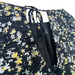 Free People Intimately‎ Bodysuit Floral Puff Sleeve Black Boho Top Womens S thumbnail 10