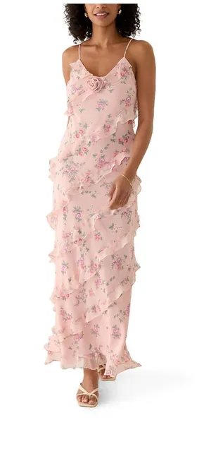 B Darlin Sleeveless Asymmetrical Ruffled Floral Dress thumbnail 1