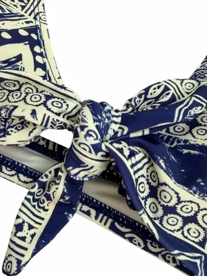 Urban Outfitters Navy and Cream High Waisted Bikini Set thumbnail 3