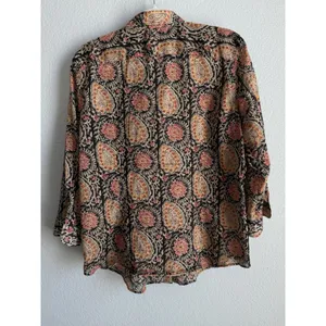 Lauren Ralph Lauren Paisley Ruffle Blouse Cotton Boho Cottagecore Western XL thumbnail 9