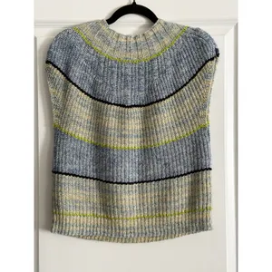 Daily Practice Anthropologie‎ Blue Striped Ribbed Knit Sweater Vest Small thumbnail 4