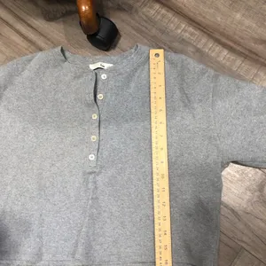 Wilfred Free Mavis Cropped Henley Thermal Heather Gray Womens small thumbnail 6