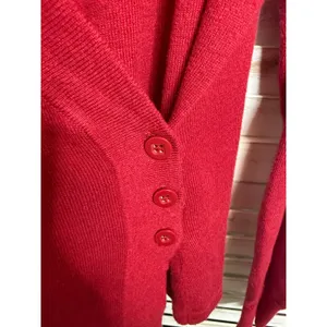 CABI Women's Medium Ballet Wrap Cardigan Sweater Red Cotton Angora Rabbit Hair thumbnail 10