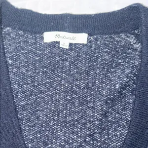 Madewell Bird’s Eye Maysfield Navy and White Women's Cardigan Sweater thumbnail 5