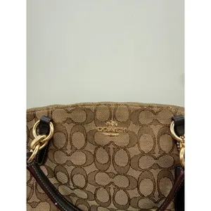 Coach Kelsey Satchel Crossbody Bag Khaki Brown Signature C Jacquard‎ Canvas thumbnail 4