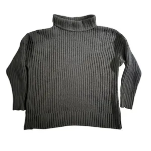 Aerie Turtleneck Sweater Women S Grey Shaker Stitch Ribbed Knit Oversized Chunky thumbnail 3