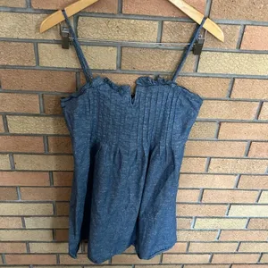 Madewell Chambray Pintuck Cami Ruffle Chambray Mini Dress Size 4 thumbnail 3