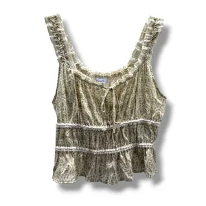 Celebrity Pink x Bridgerton Floral‎ Smocked Peplum Tank Top Cream Green XXL thumbnail 3