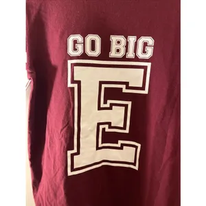 School House "Go Big E" Jersey Style T-Shirt Women's Juniors Size S Maroon White thumbnail 4